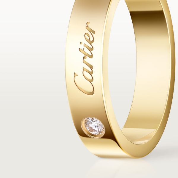 C de Cartier wedding ring, 4 mm width, 1 diamond Yellow gold, diamond