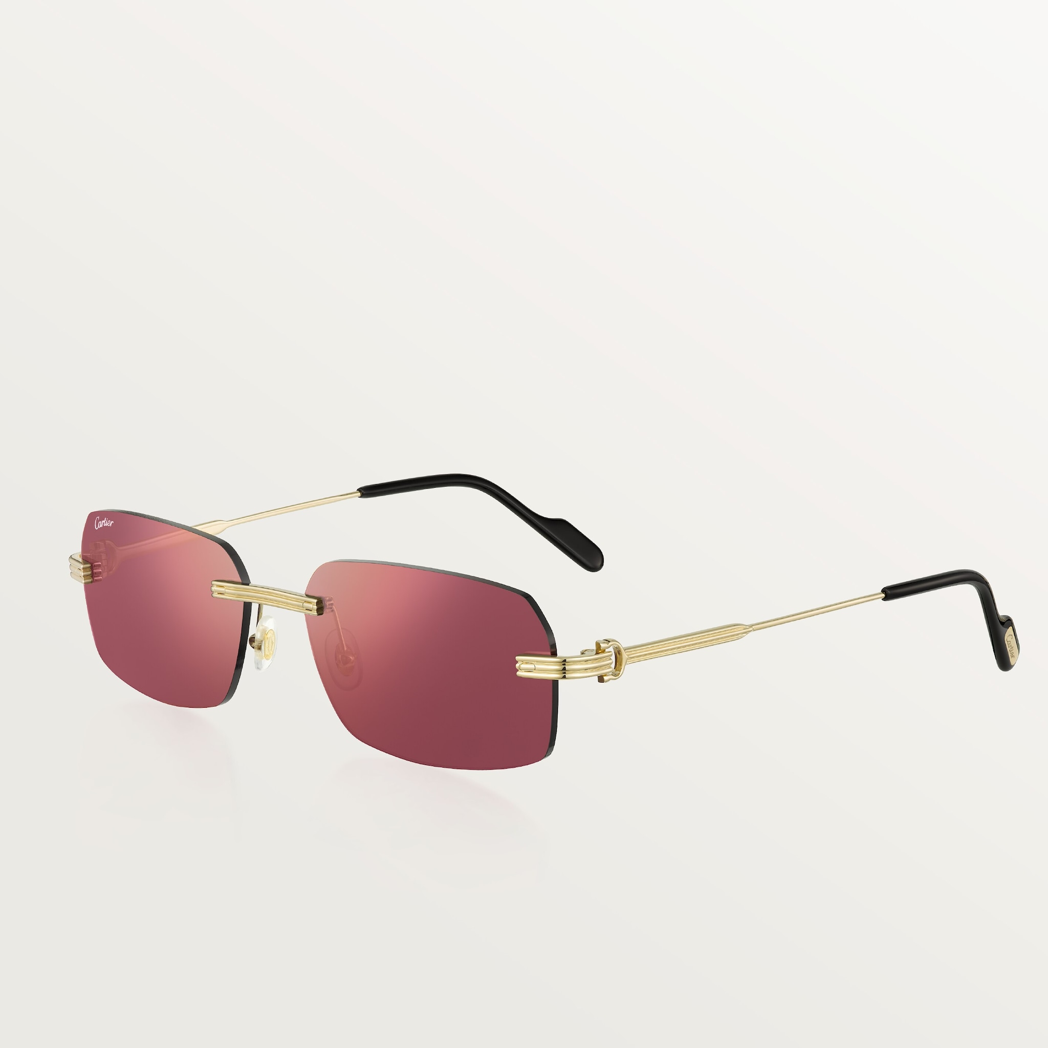 Première de Cartier sunglassesSmooth golden-finish metal, burgundy lenses