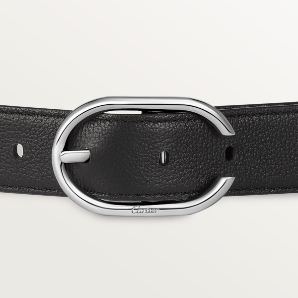 Belt, Capital C Black/caramel-coloured cowhide, palladium-finish buckle