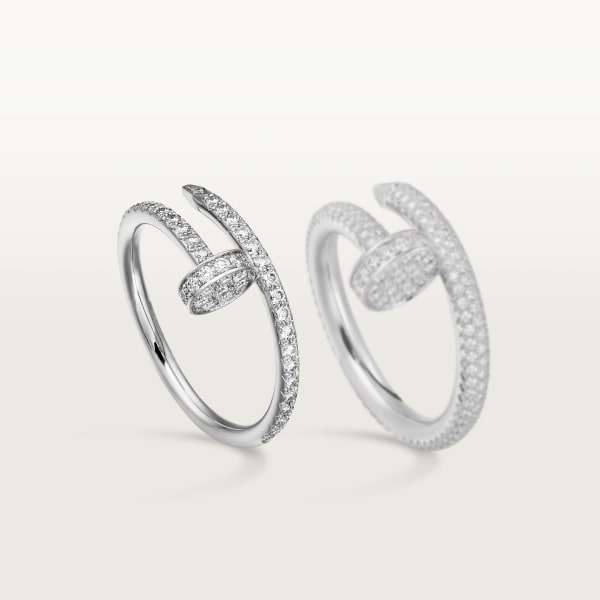 Juste un Clou ring, small model, semi-paved White gold, diamonds