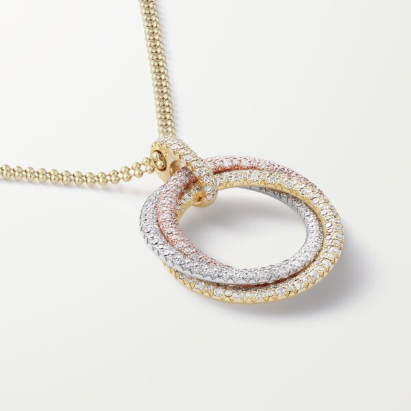 Trinity necklace, large model, paved White gold, yellow gold, rose gold, diamonds