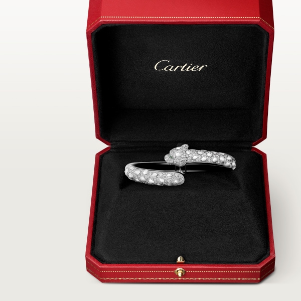Panthère de Cartier bracelet, black lacquer, paved  White gold, black lacquer, onyx, emeralds, diamonds