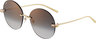 Trinity Sunglasses Black metal, smooth three-tone golden finish, grey lenses