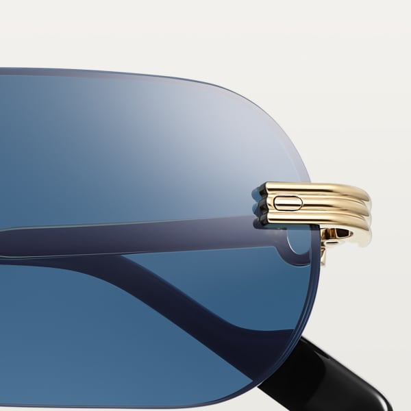 Première de Cartier Sunglasses Smooth golden-finish metal, blue lenses 