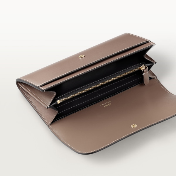 Panthère C de Cartier系列翻盖通用型皮夹 粘土色粒纹小牛皮，镀金饰面