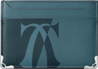 Double card holder, Must de Cartier Smooth steel grey and graphite calfskin, palladium finish