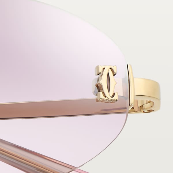 C de Cartier Sunglasses Smooth golden-finish metal, light pink lenses