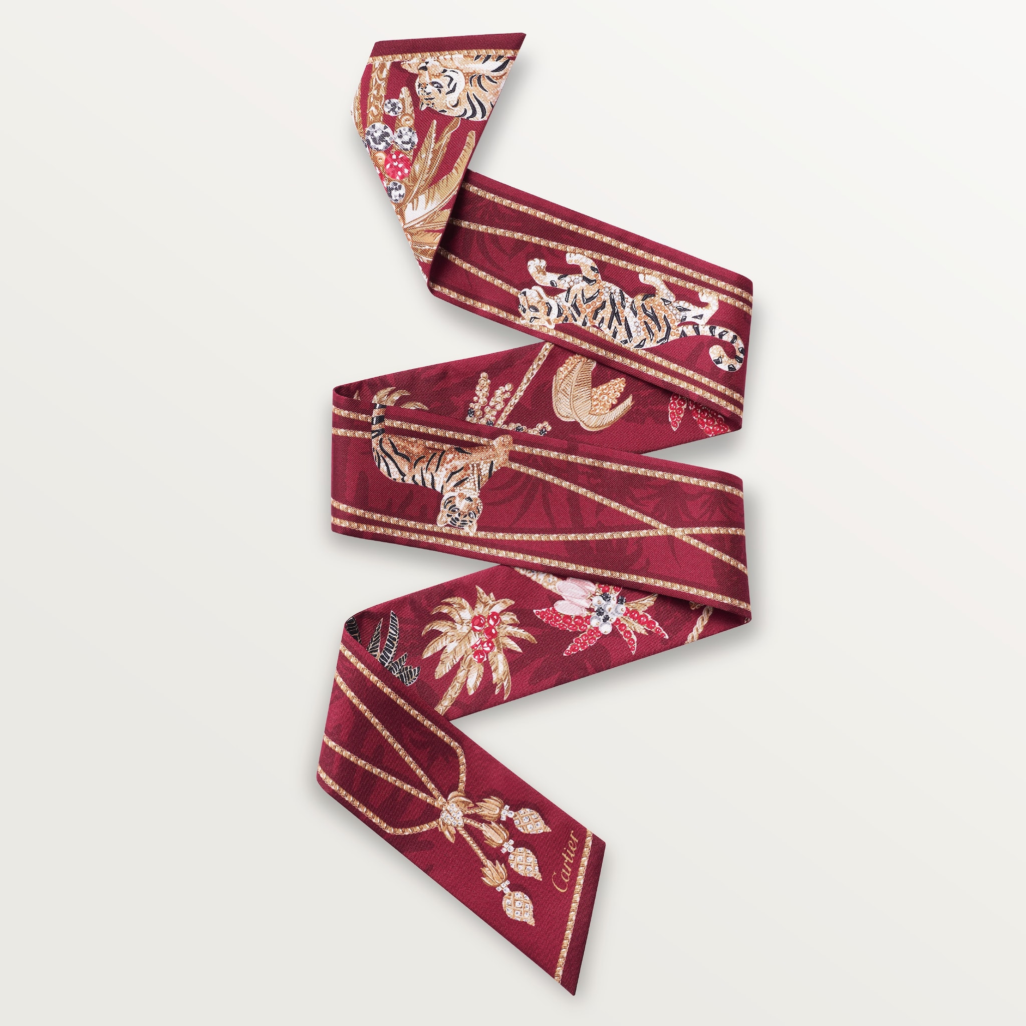 Bandeau, Jewellery Palm TreesRaspberry-coloured silk twill