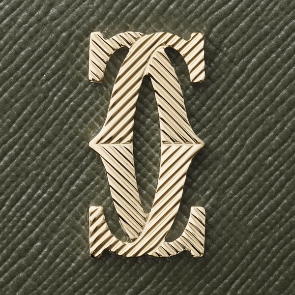 Wallet, C de Cartier Green tea calfskin, golden-finish with gadroon motif