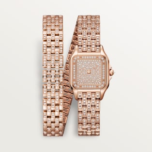 Panthère de Cartier watch Small model, quartz movement, rose gold, diamonds
