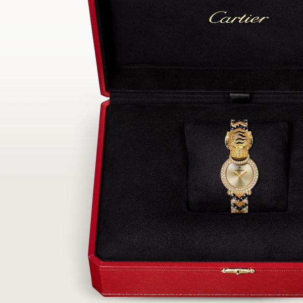 Animalière Jewellery Watch 23.6mm, quartz movement, yellow gold, sapphires, emeralds, diamonds
