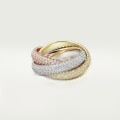 Trinity ring, large model, paved White gold, yellow gold, rose gold, diamonds