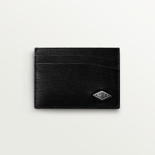 Cartier Losange系列小皮具，卡片夹 黑色粒纹小牛皮，黑色珐琅和镀钯饰面