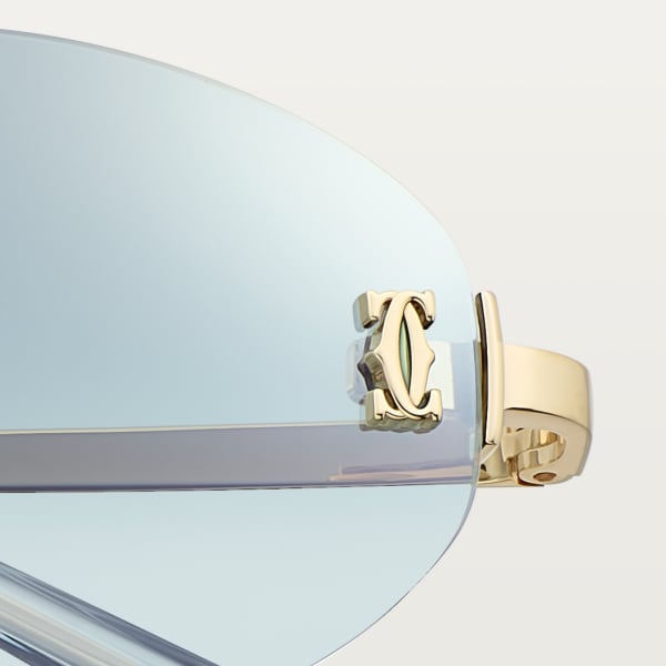 C de Cartier Sunglasses Smooth golden-finish metal, light blue lenses