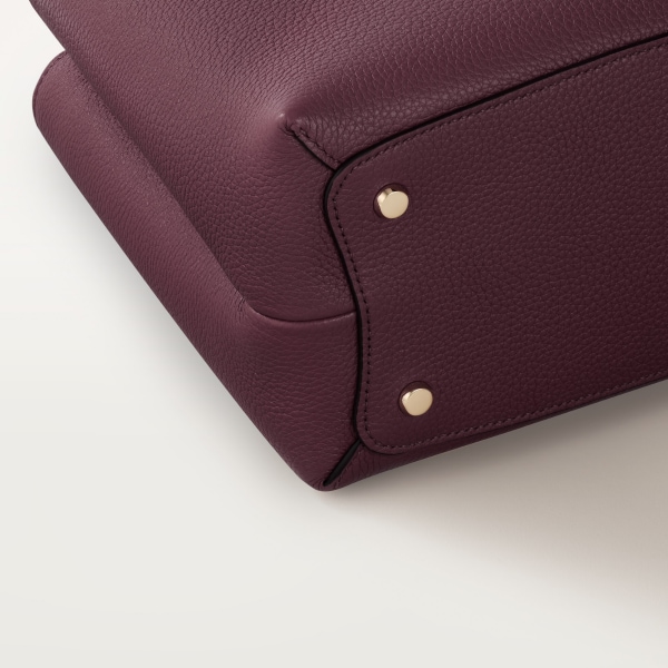 Top handle bag small model, Panthère de Cartier Plum grained calfskin