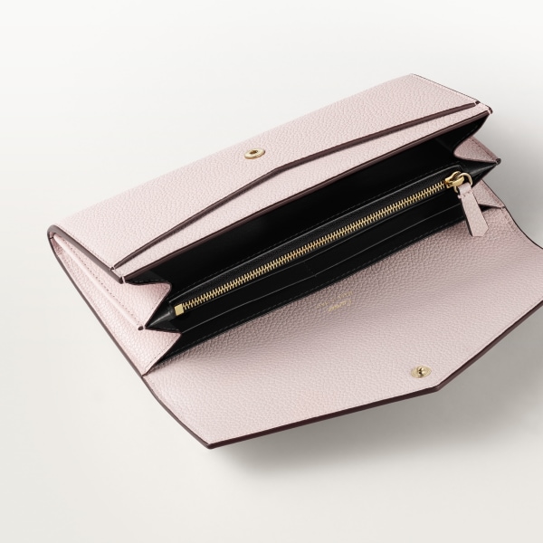 Panthère Graphique de Cartier系列翻盖通用型皮夹 花瓣粉色粒纹小牛皮，镀金饰面