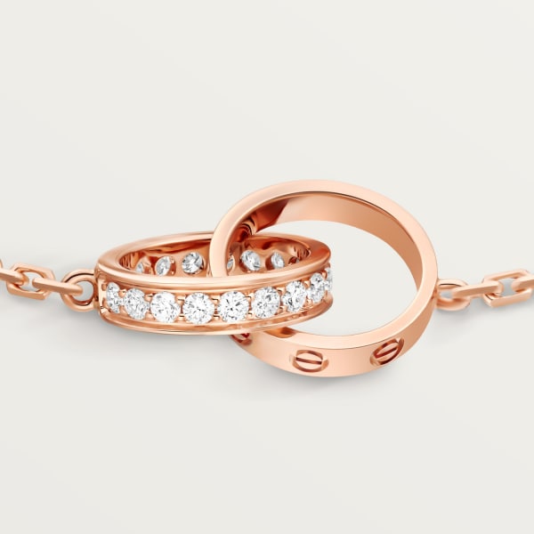 Love bracelet, on chain, semi-paved Rose gold, diamonds
