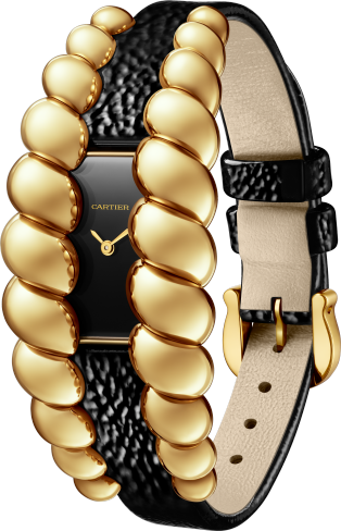 Tressage watch Quartz movement, yellow gold, 2 interchangeable leather straps