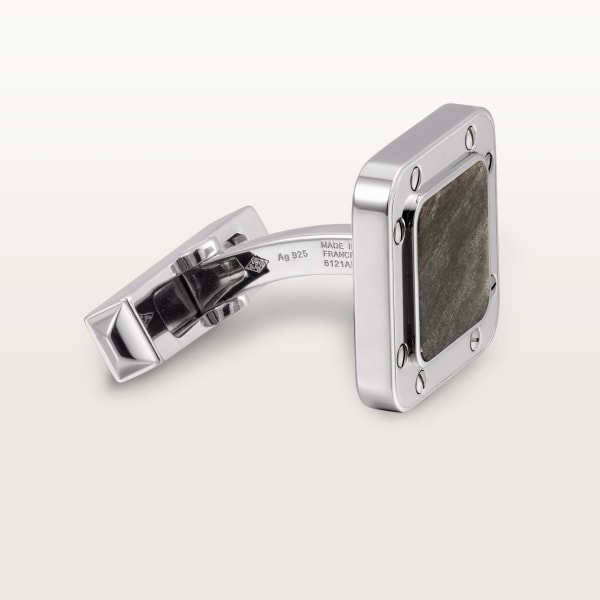 Santos de Cartier cufflinks Sterling silver, palladium finish, obsidian