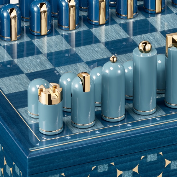 Cartier Géométrique Chess Set Lacquered wood, golden transfers
