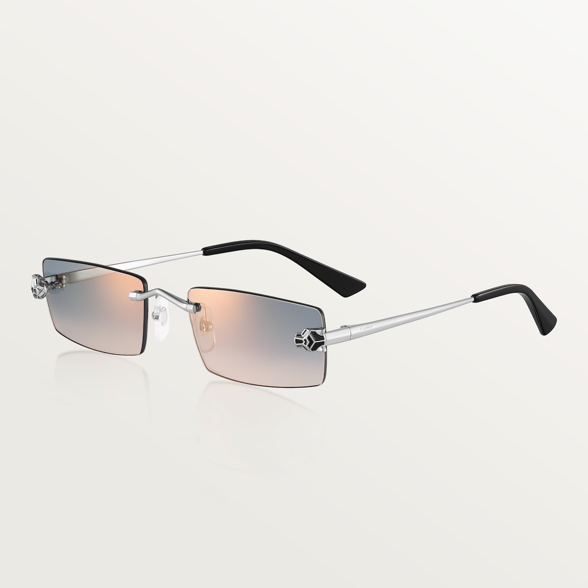 Panthère de Cartier SunglassesSmooth platinum-finish metal, grey and brown gradient lenses
