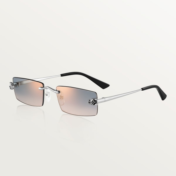 Panthère de Cartier Sunglasses Smooth platinum-finish metal, grey and brown gradient lenses