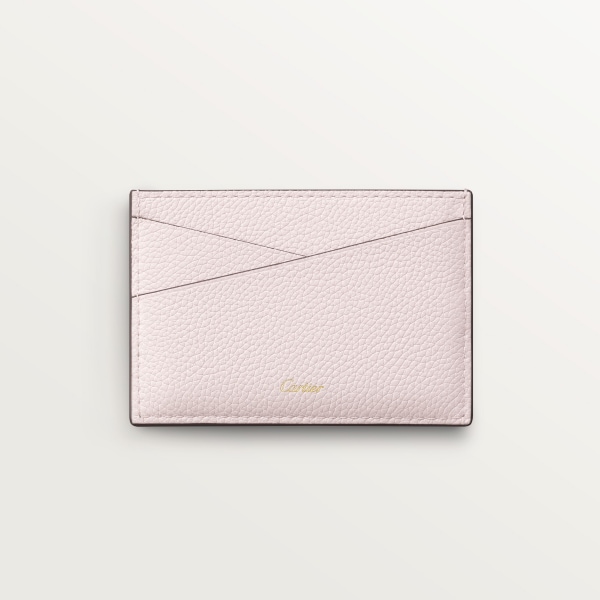 Simple card holder, Panthère Graphique de Cartier Petal pink grained calfskin, golden finish