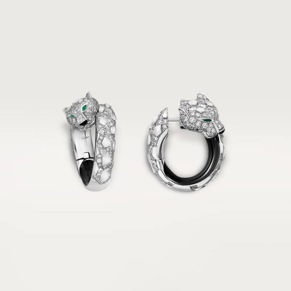Panthère de Cartier earrings White gold, black lacquer, onyx, emeralds, diamonds