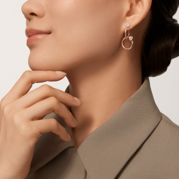 Juste un Clou earrings , double, diamonds Rose gold, diamonds