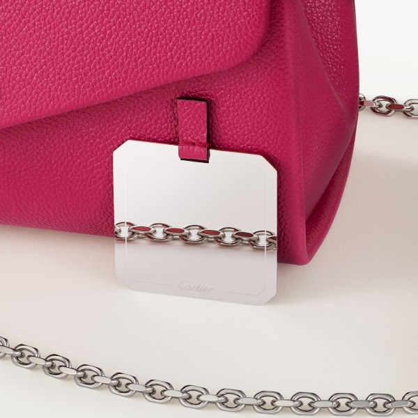 Sac chaîne petit modèle, Panthère de Cartier Raspberry calfskin, golden finish