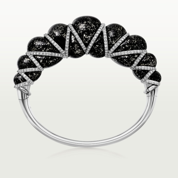 Tressage Bracelet Platinum , obsidians