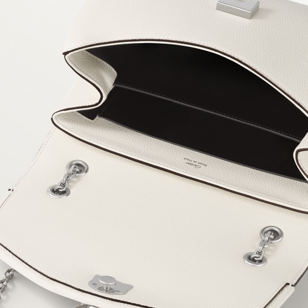 Small model chain bag, Panthère Graphique de Cartier Salt white grained calfskin, golden finish