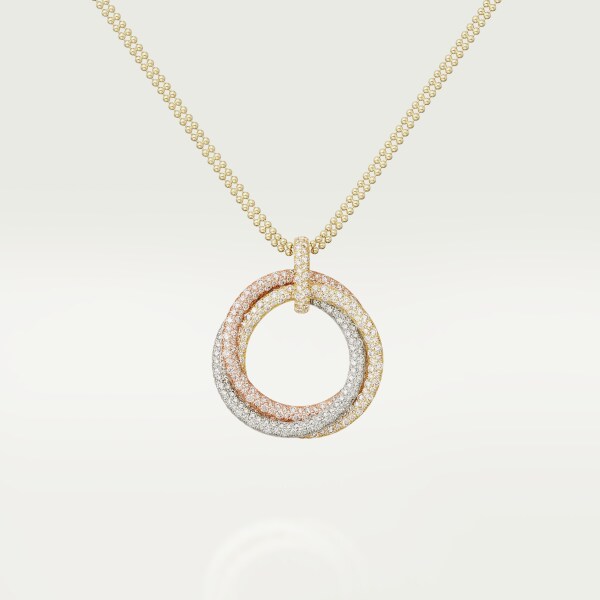 Trinity necklace, large model, paved White gold, yellow gold, rose gold, diamonds