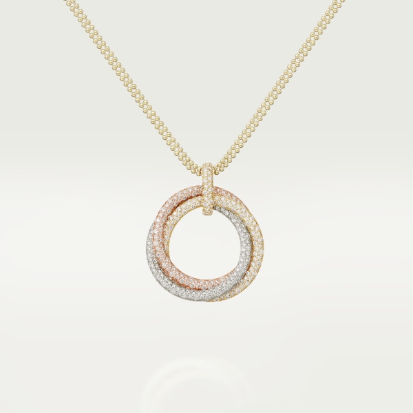 Trinity pendant, large model, paved White gold, yellow gold, rose gold, diamonds