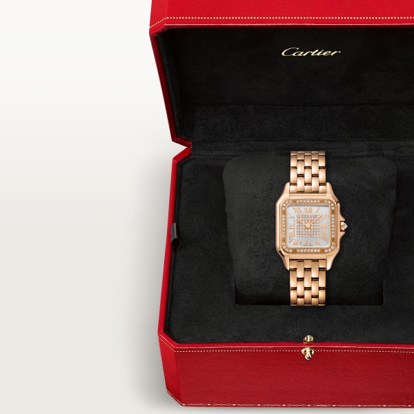 Panthère de Cartier腕表 中号表款，石英机芯，玫瑰金，钻石