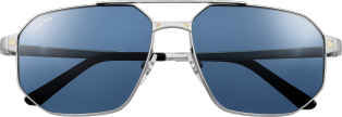 Santos de Cartier Sunglasses Smooth and brushed platinum-finish metal, blue lenses