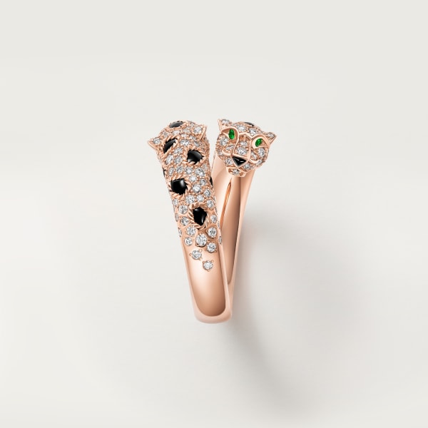 Panthère de Cartier ring Rose gold, diamonds, onyx, emeralds
