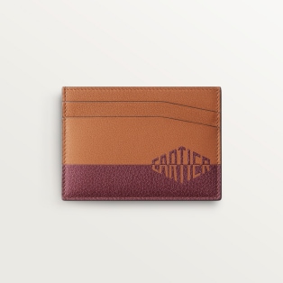 Double card holder, Cartier Losange Shadow Caramel-coloured and burgundy calfskin