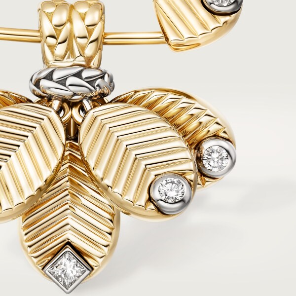 Grain de Café brooch Yellow gold, white gold, diamonds