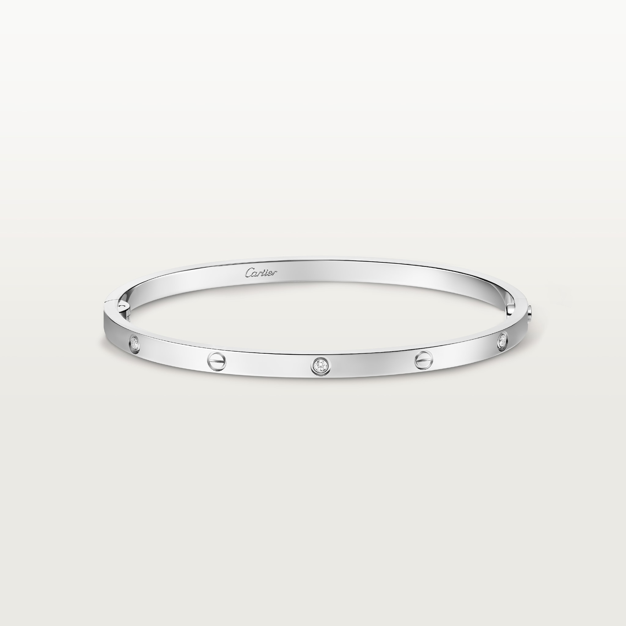 Love bracelet, small model, 6 diamondsWhite gold, diamonds