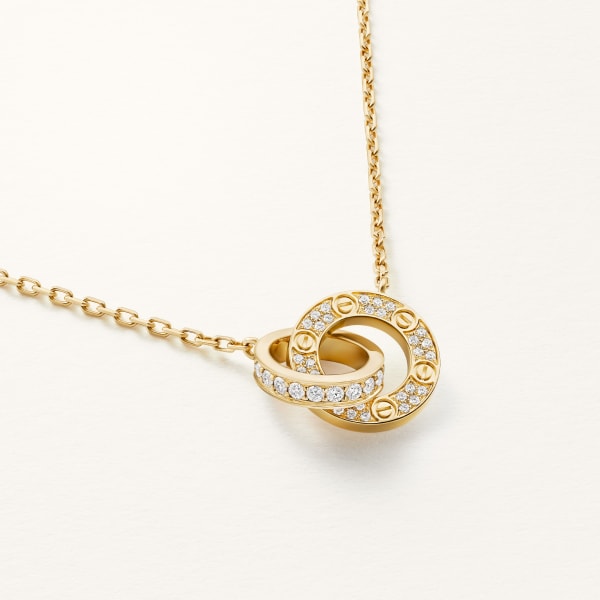 Love necklace, paved Yellow gold, diamonds