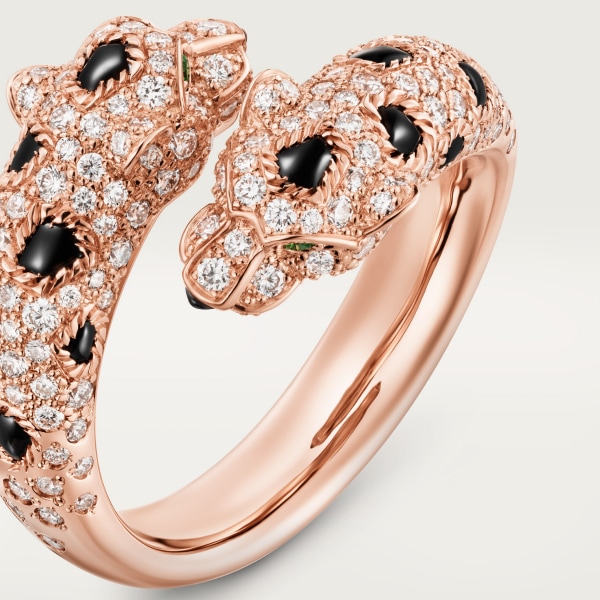 Panthère de Cartier ring Rose gold, diamonds, onyx, emeralds