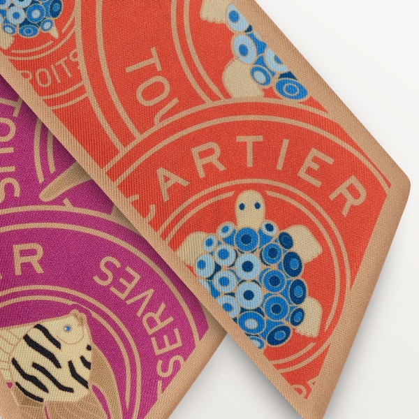 Cartier Characters headband Orange and fuchsia silk twill