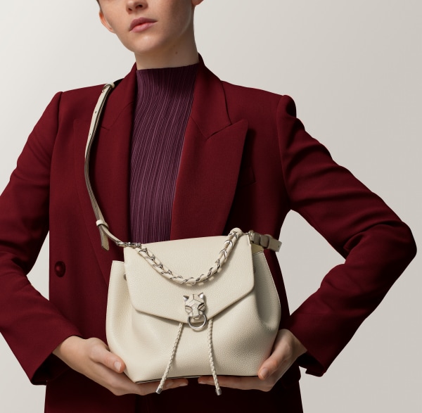 Backpack, Panthère Graphique de Cartier Salt white grained calfskin, palladium finish