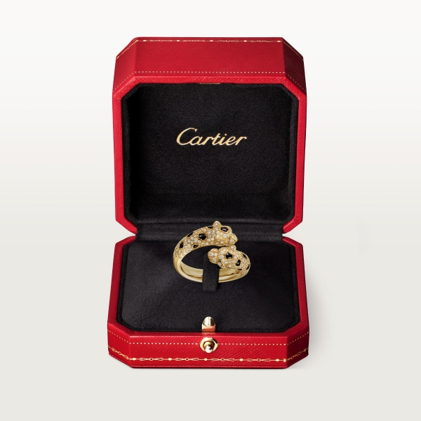 Panthère de Cartier戒指 黄金，钻石，缟玛瑙，祖母绿