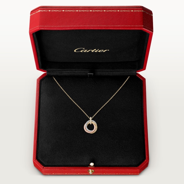 Trinity necklace, small model, semi-paved White gold, yellow gold, rose gold, diamonds