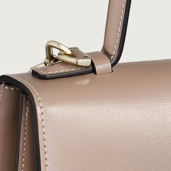 Small model handle bag, Panthère C de Cartier Clay-coloured calfskin, golden finish