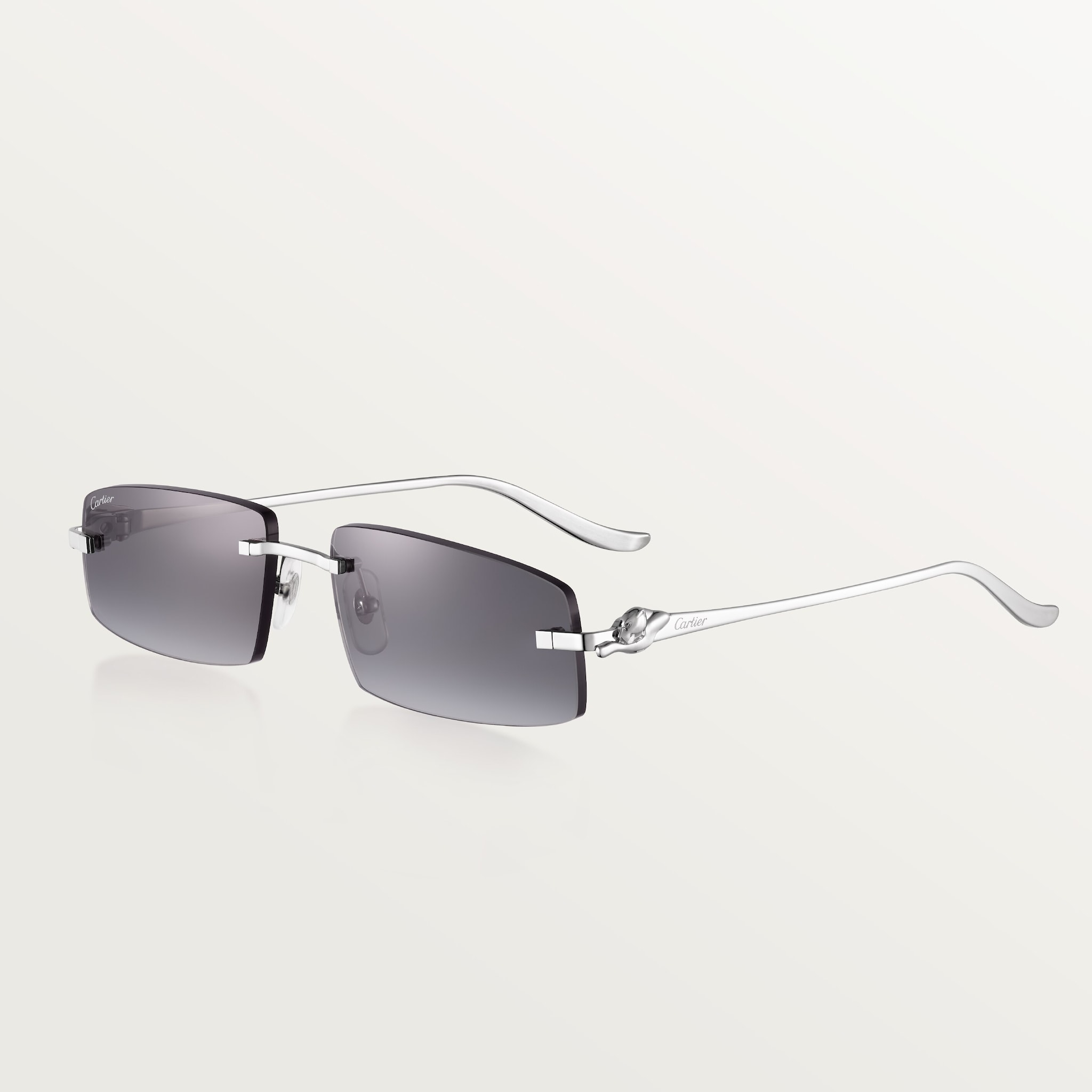 Panthère de Cartier, SunglassesSmooth platinum-finish metal, grey gradient lenses