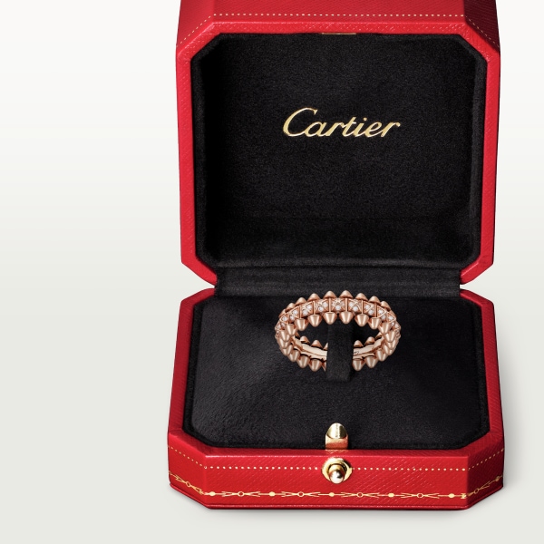 Clash de Cartier ring, small model, paved Rose gold, diamonds