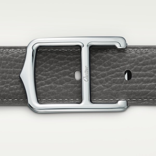 C Belt Navy blue/charcoal grey cowhide, palladium-finish buckle